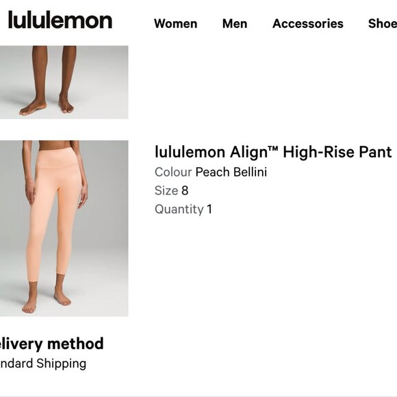 Like New Lululemon Align High Rise Legging 25” Peach Bellini Size Eight - Picture 2 of 7